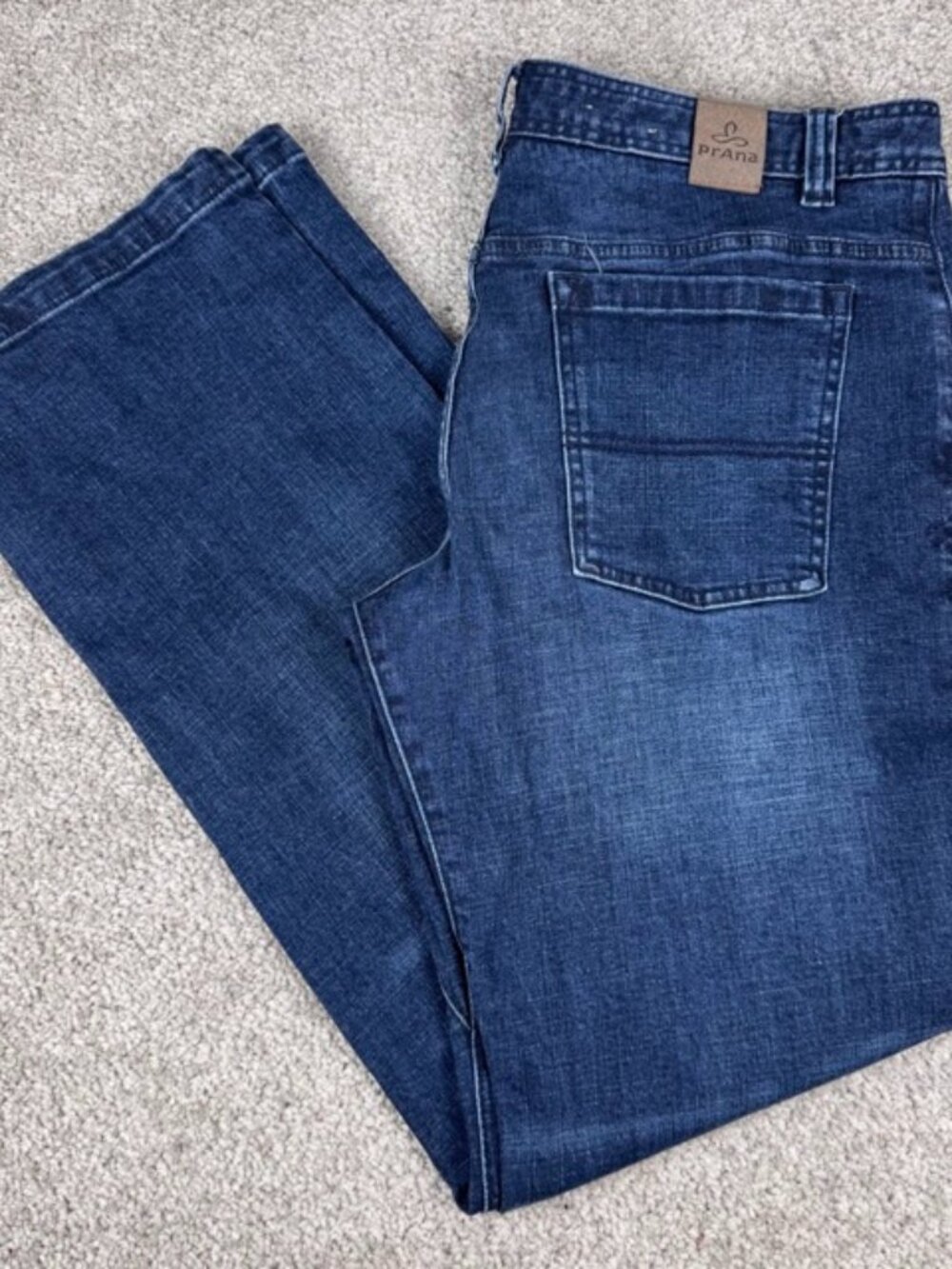 Prana Axiom Jeans Mens 34x32 Cotton Stretch Dark Wash Denim Blue Jeans Zip